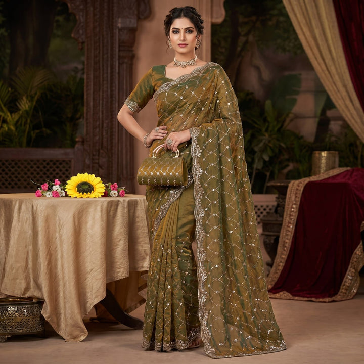 Royal Amethyst Elegance Saree - MAHENDI