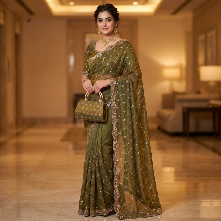 Royal Amethyst Elegance Saree - MAHENDI