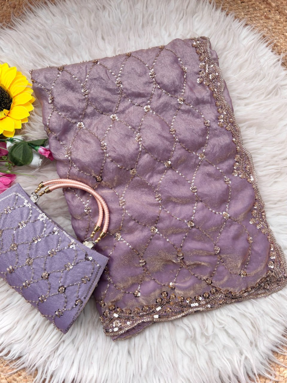 Royal Amethyst Elegance Saree - ROSE PINK