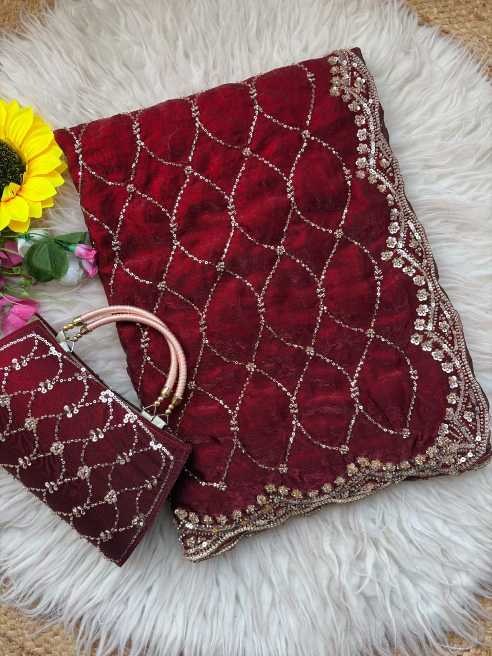 Royal Amethyst Elegance Saree - MAROON