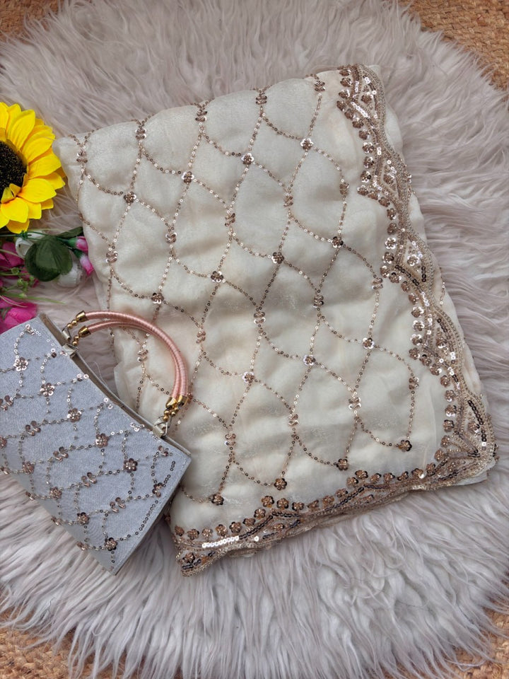 Royal Amethyst Elegance Saree - WHITE