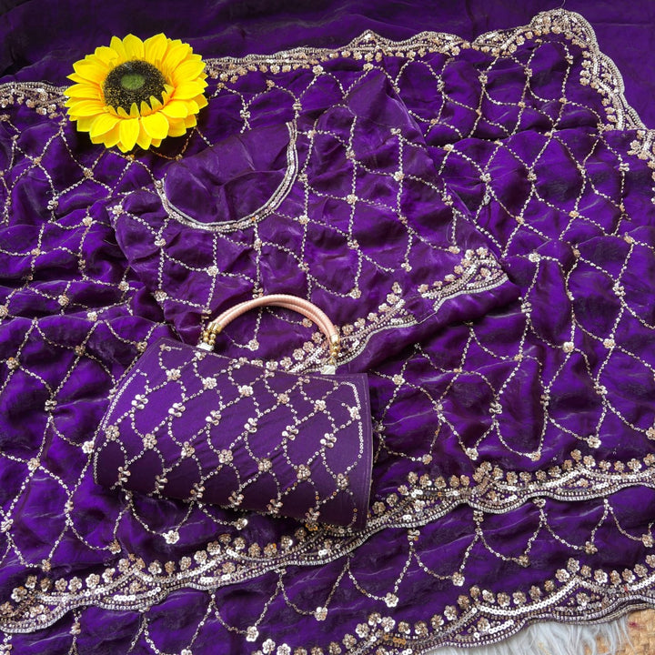 Royal Amethyst Elegance Saree - PURPLE