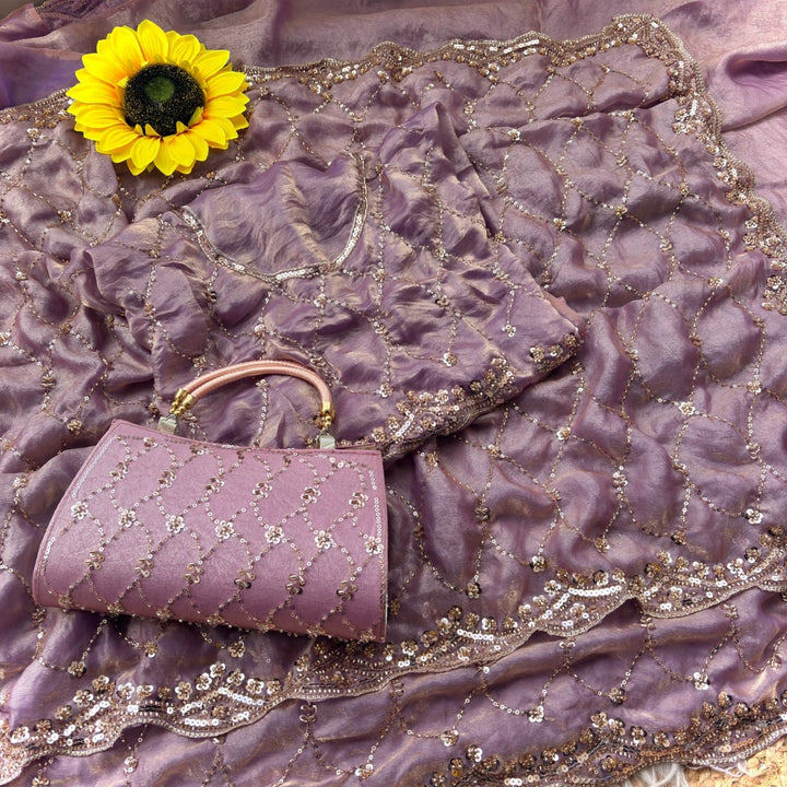 Royal Amethyst Elegance Saree - ROSE PINK