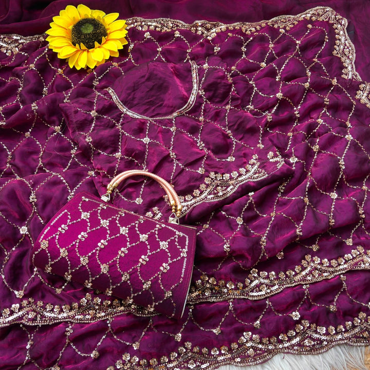 Royal Amethyst Elegance Saree - WINE