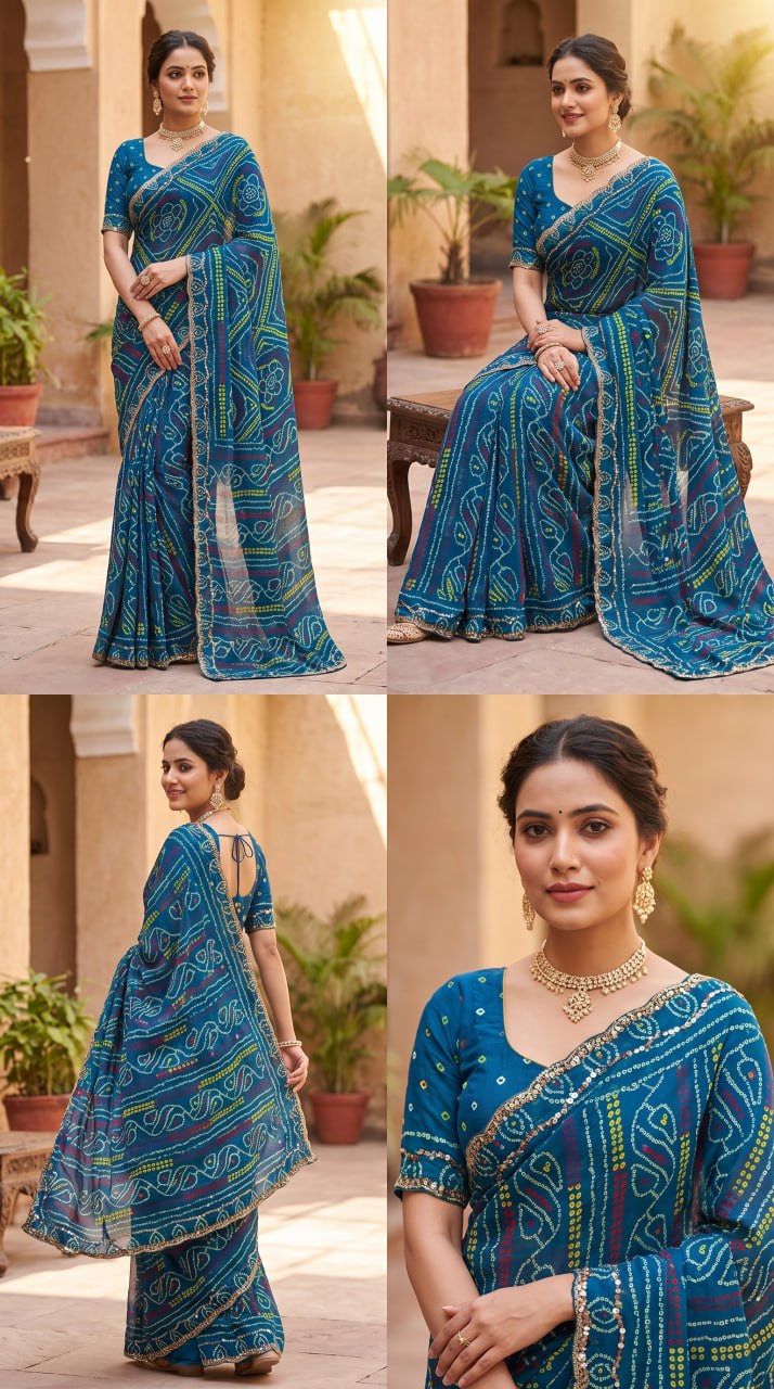 Rajasthani Bandhani Style Georgette Saree-  RAMA