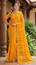 Rajasthani Bandhani Style Georgette Saree-  YELLOW