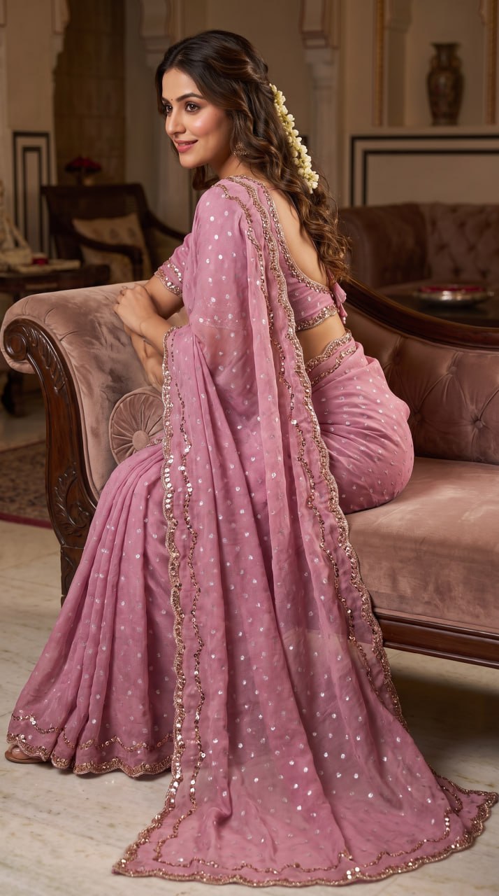 Imperial Butti Beauty Saree  -  PINK