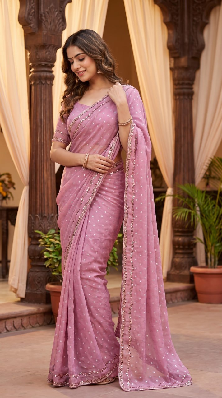 Imperial Butti Beauty Saree  -  PINK
