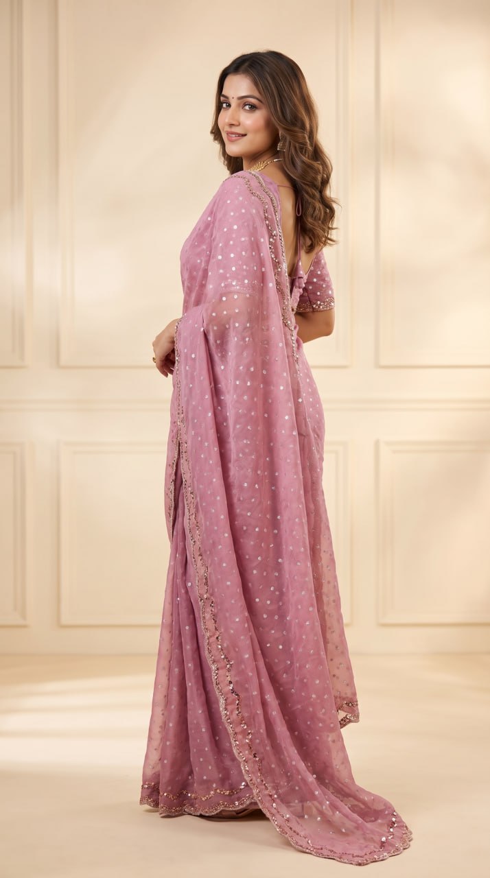 Imperial Butti Beauty Saree  -  PINK