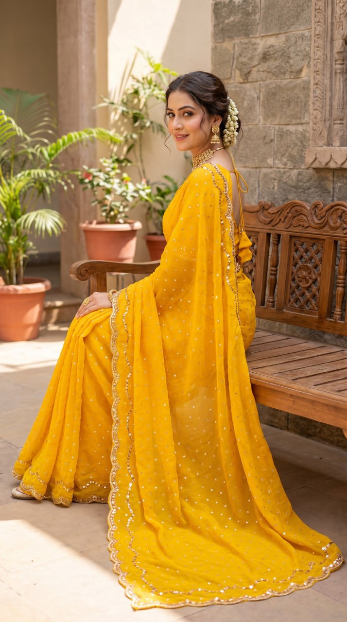 Imperial Butti Beauty Saree  - YELLOW