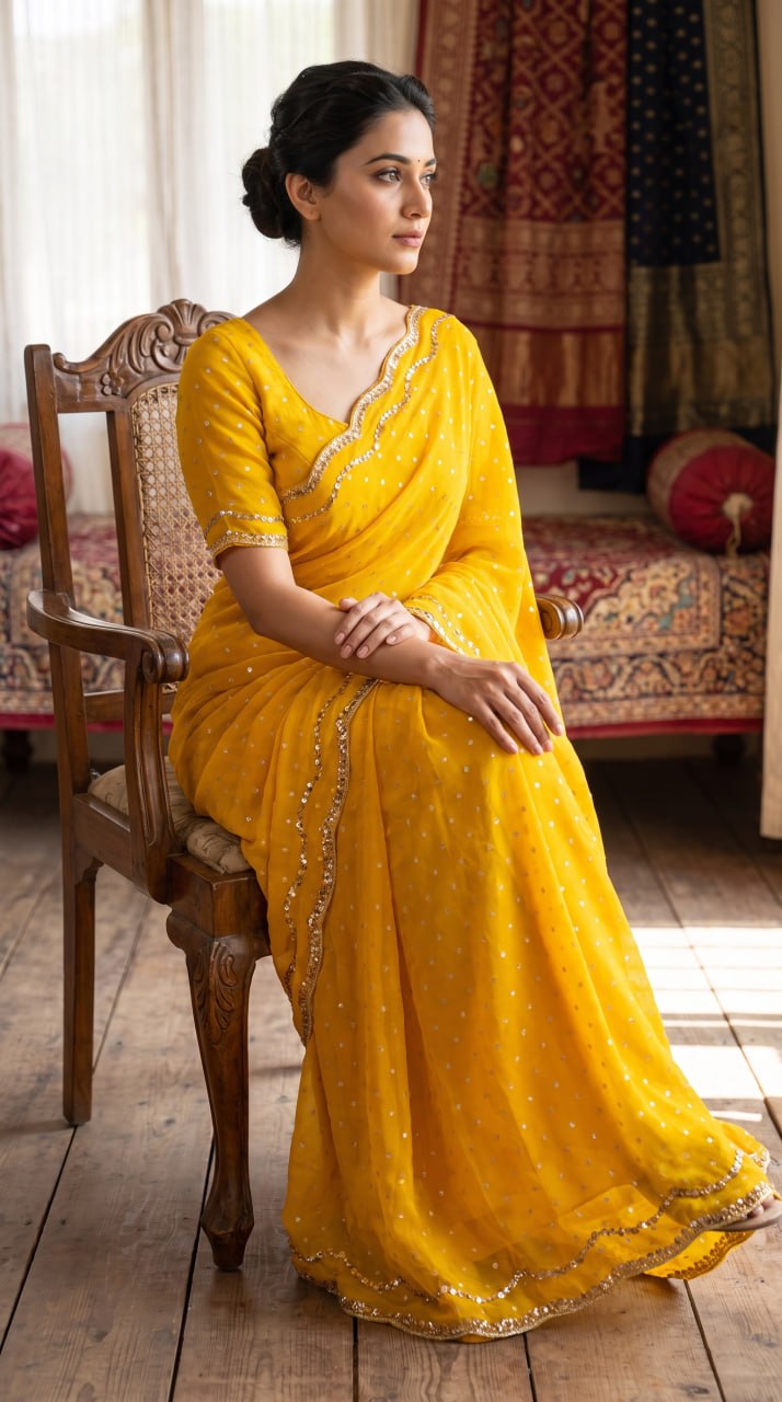 Imperial Butti Beauty Saree  - YELLOW