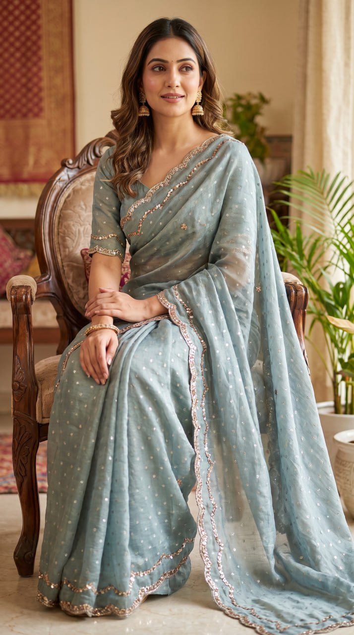 Imperial Butti Beauty Saree  - GREY