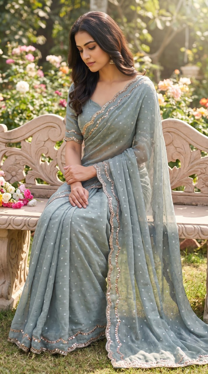 Imperial Butti Beauty Saree  - GREY