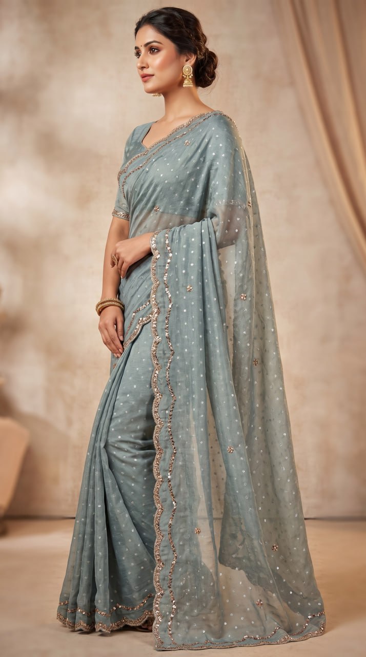 Imperial Butti Beauty Saree  - GREY