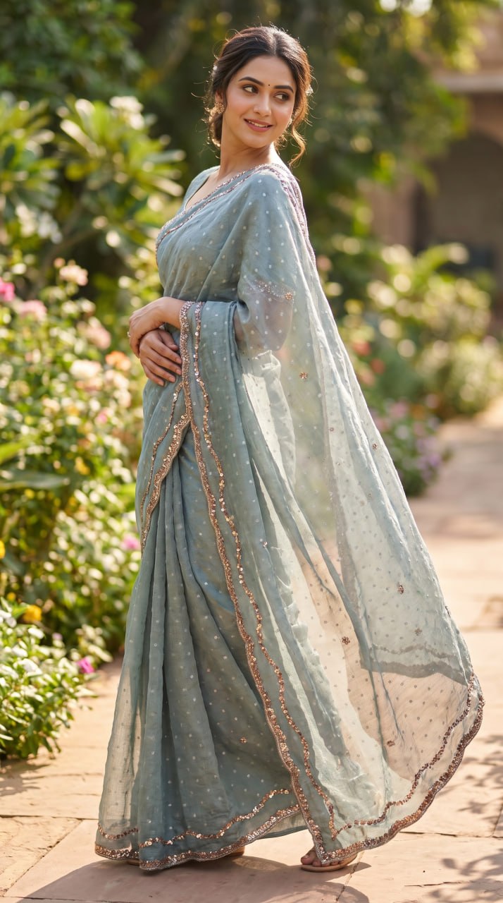 Imperial Butti Beauty Saree  - GREY