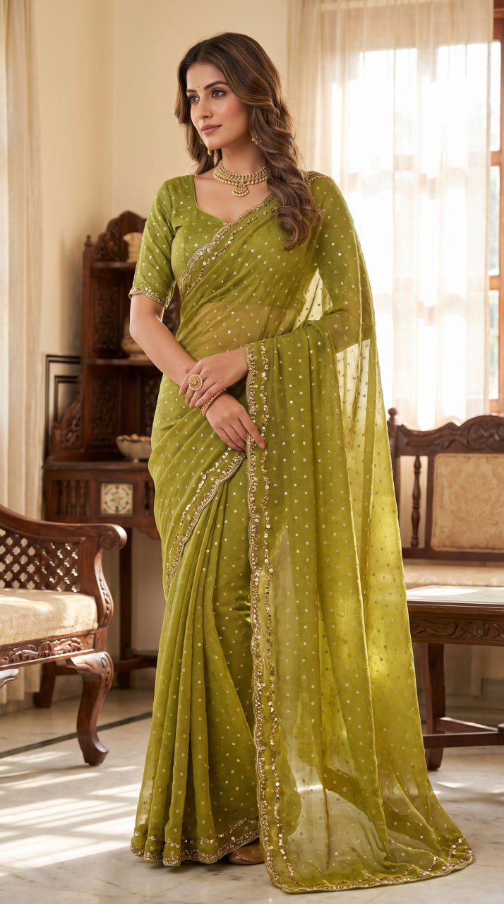 Imperial Butti Beauty Saree  - MAHENDI