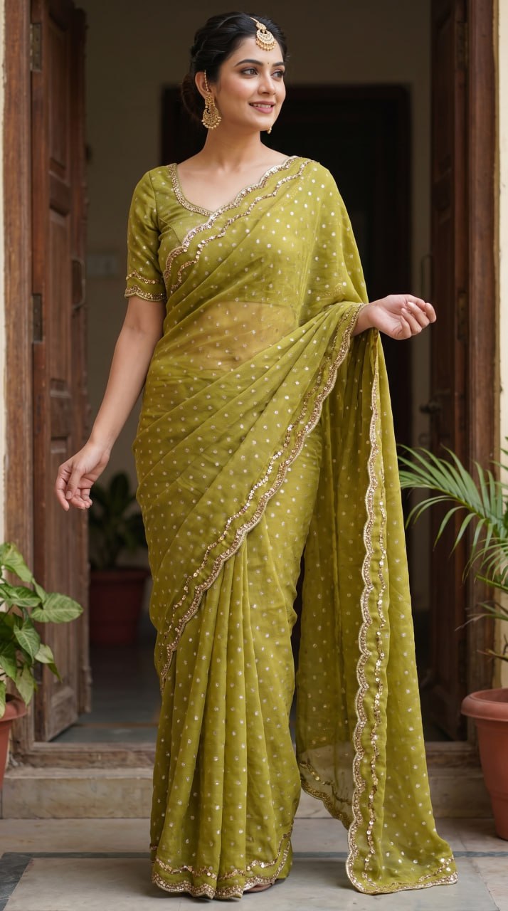 Imperial Butti Beauty Saree  - MAHENDI