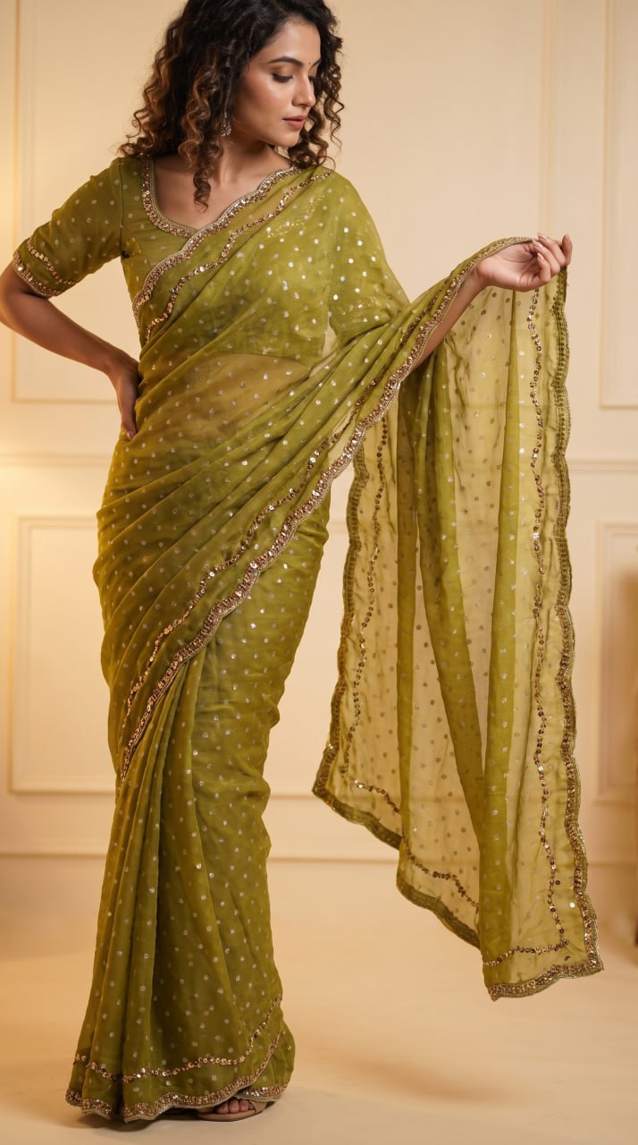 Imperial Butti Beauty Saree  - MAHENDI