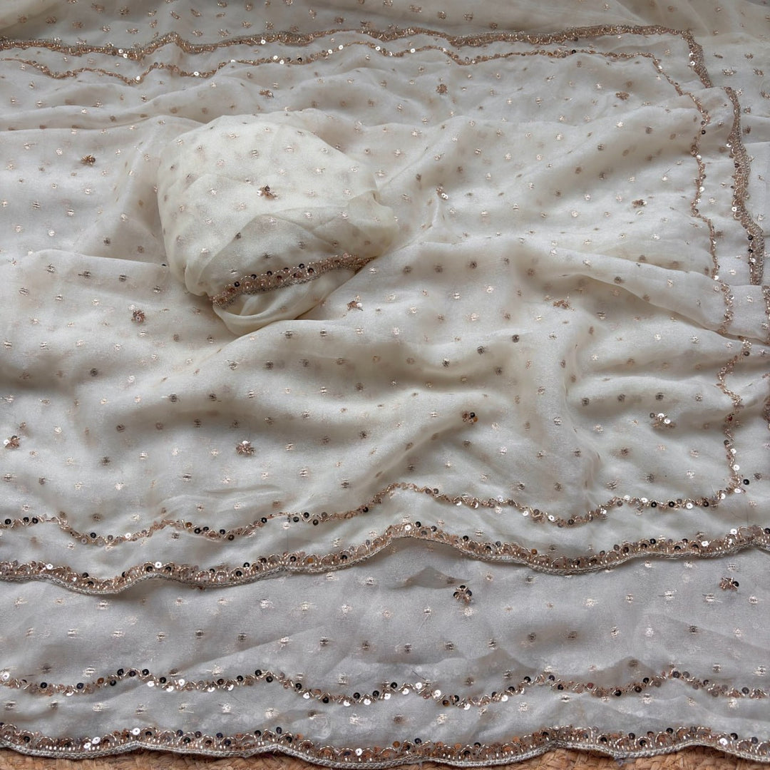 Imperial Butti Beauty Saree  -WHITE