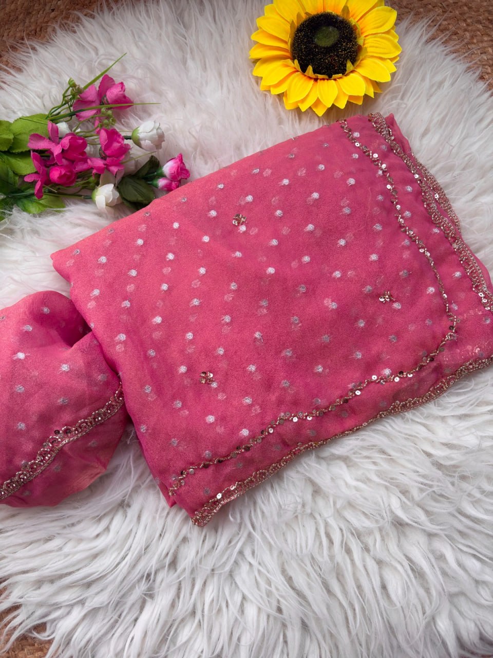 Imperial Butti Beauty Saree  - ROSE PINK