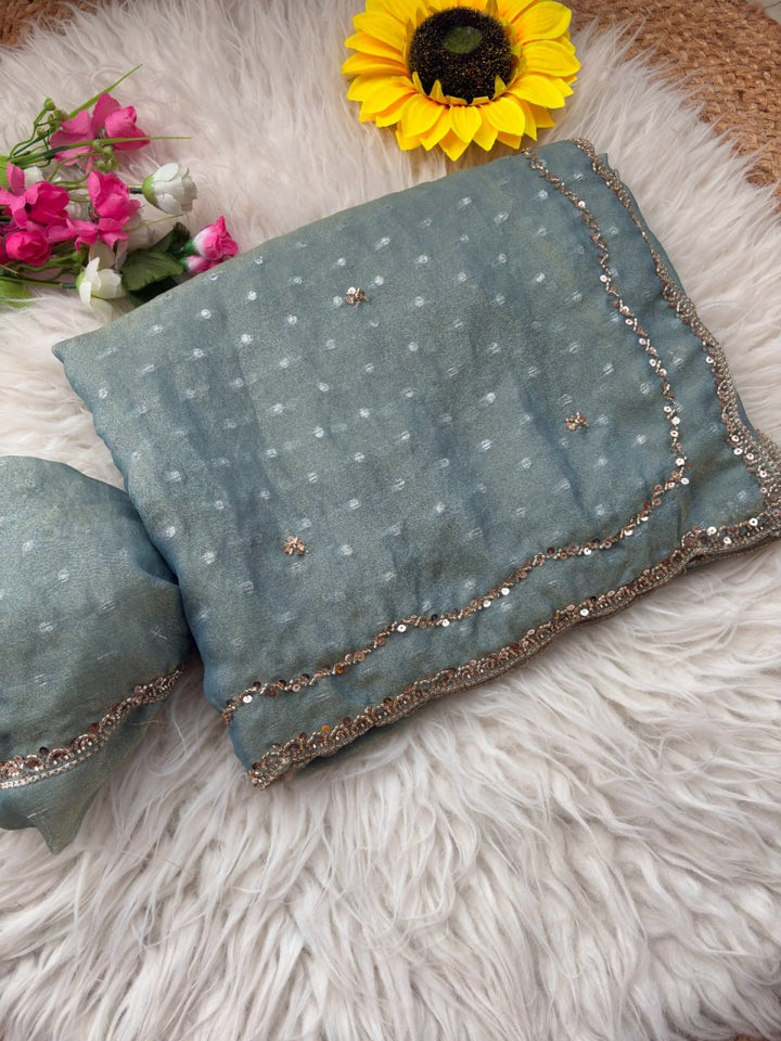 Imperial Butti Beauty Saree  - GREY