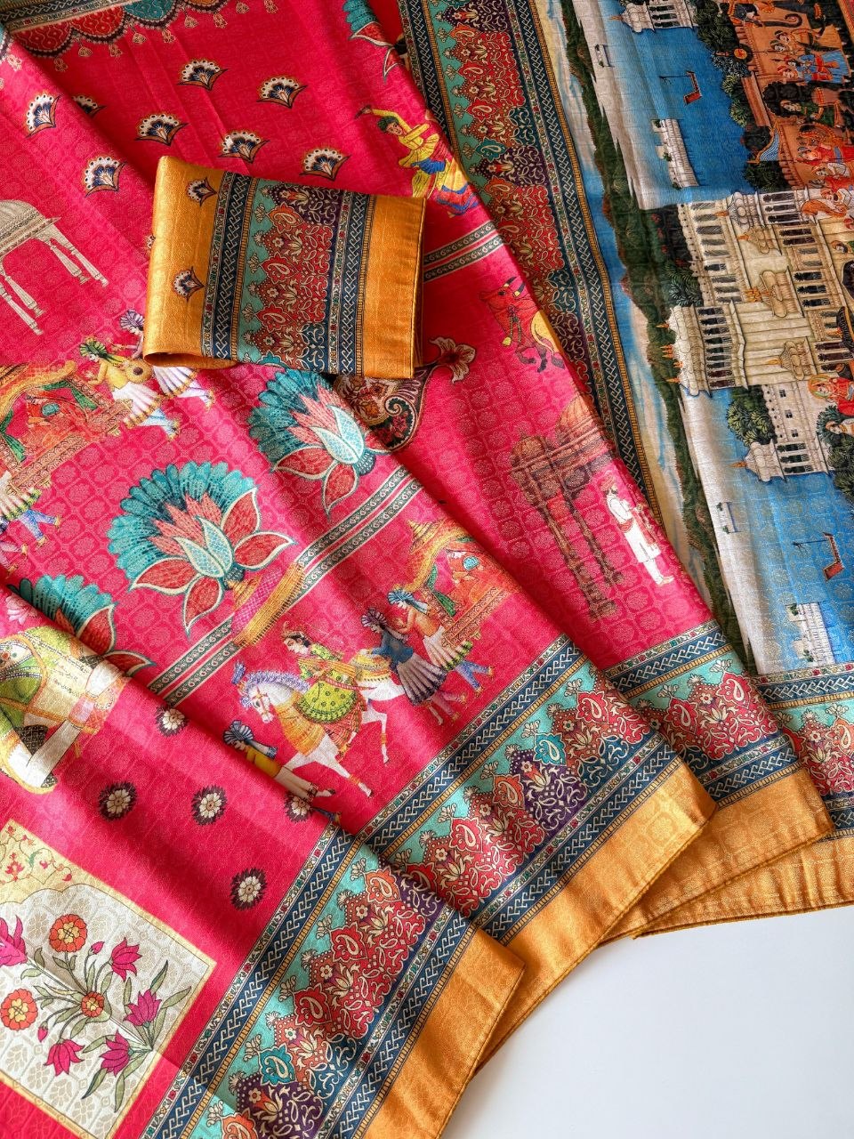 Royal Heritage Digital Print Saree - YELLOW