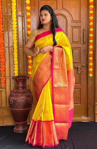 Festive Wear Kanjivaram Woven Silk Saree With Blouse Piece