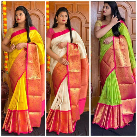 Festive Wear Kanjivaram Woven Silk Saree With Blouse Piece