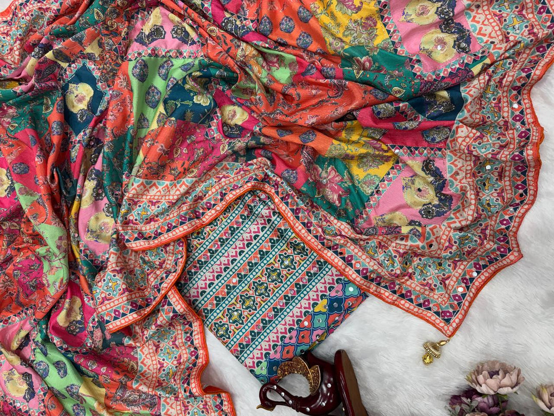 Noor-e-Mirror Chinnon Saree- pink