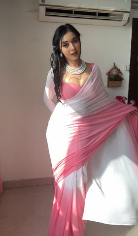 1-Min Georgette Ready To Wear Saree With Blouse Piece