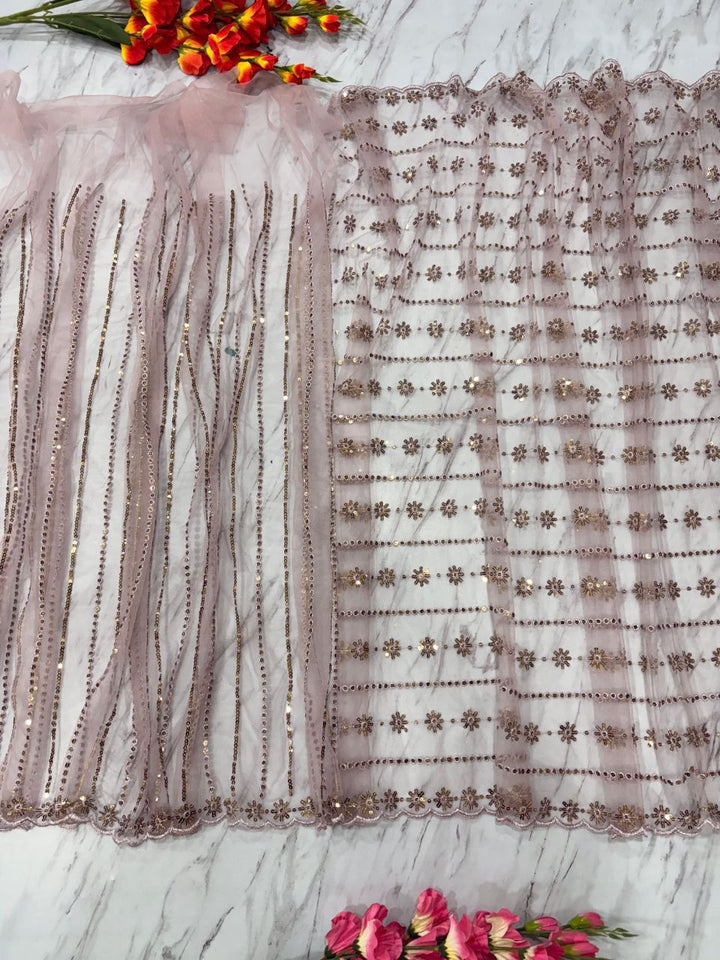 Luxury Sequins Work Butterfly Net Saree with Heavy Designer Blouse –  ROSE GOLD