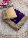 Elegant Fandy Satin Saree with Sequins Butti & Designer Lace Border –  DARK PURPLE