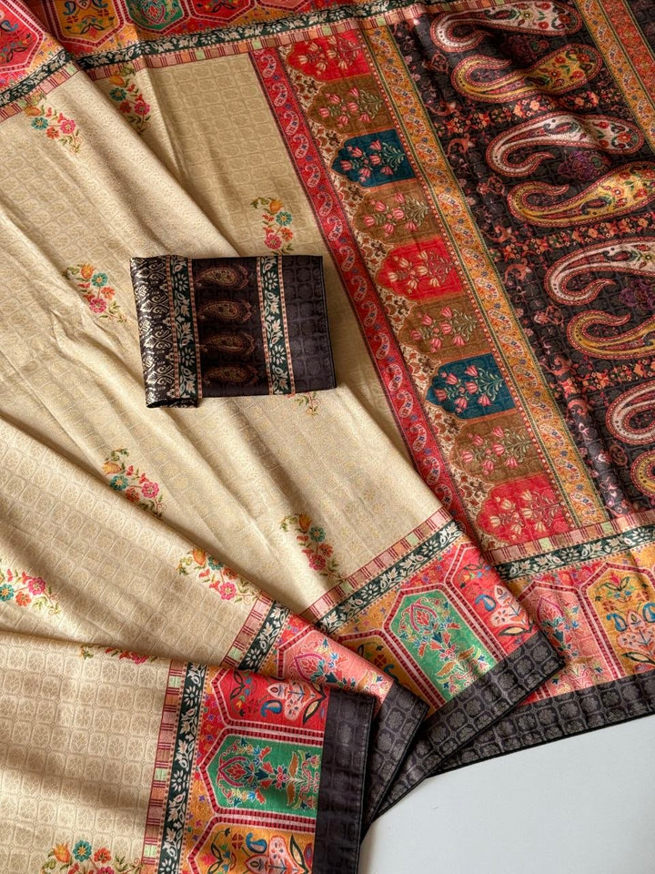 Rajwada Digital Print Saree - BLACK