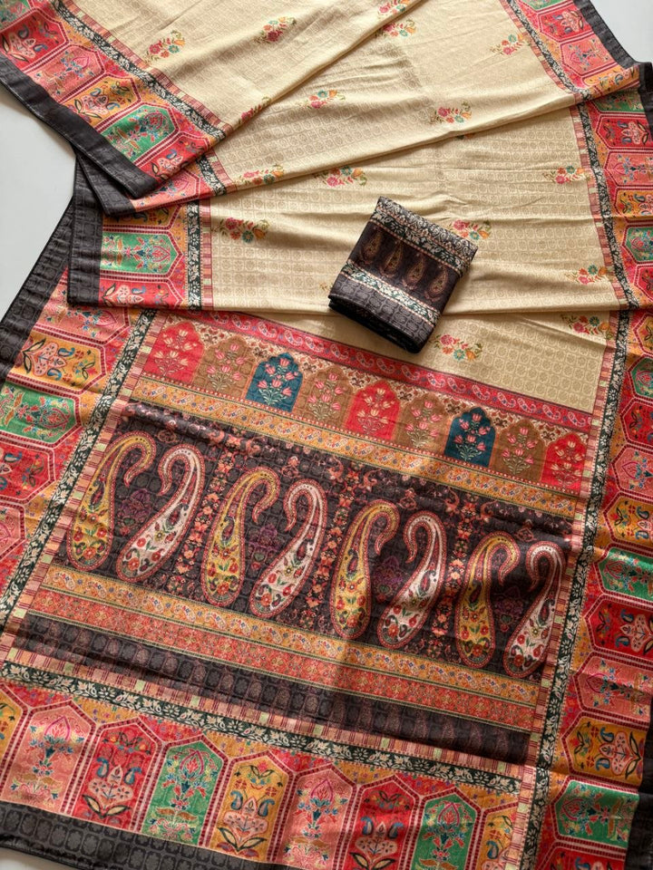 Rajwada Digital Print Saree - BLACK