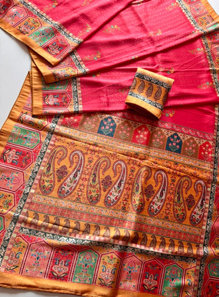 Rajwada Digital Print Saree - PINK