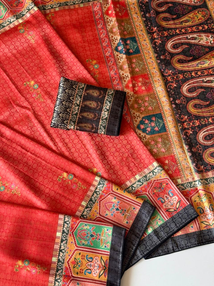 Rajwada Digital Print Saree - RED