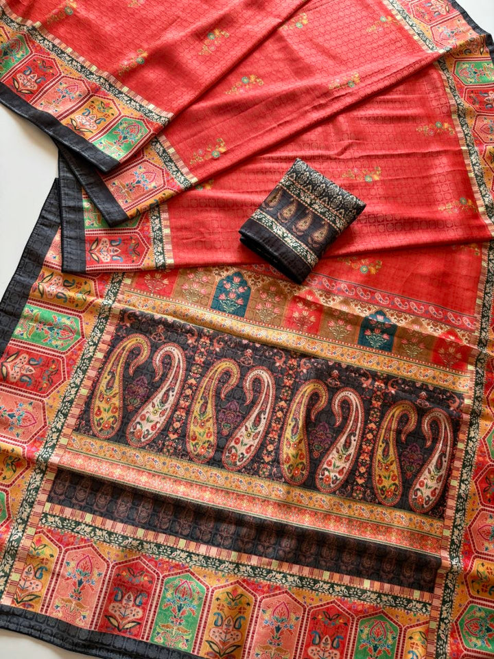 Rajwada Digital Print Saree - RED