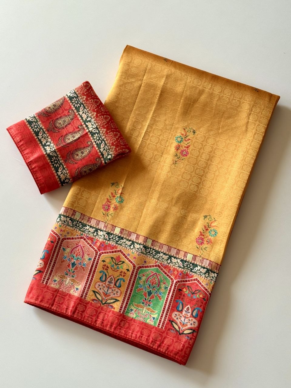 Rajwada Digital Print Saree - YELLOW