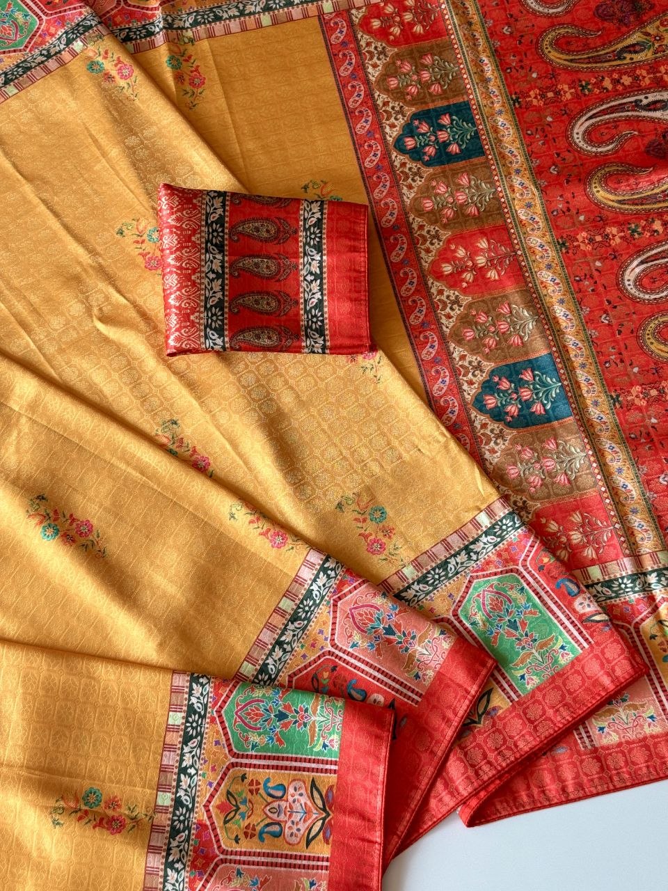Rajwada Digital Print Saree - YELLOW