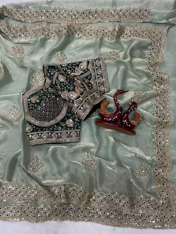 Zarmina Royale Satin Saree- Pista