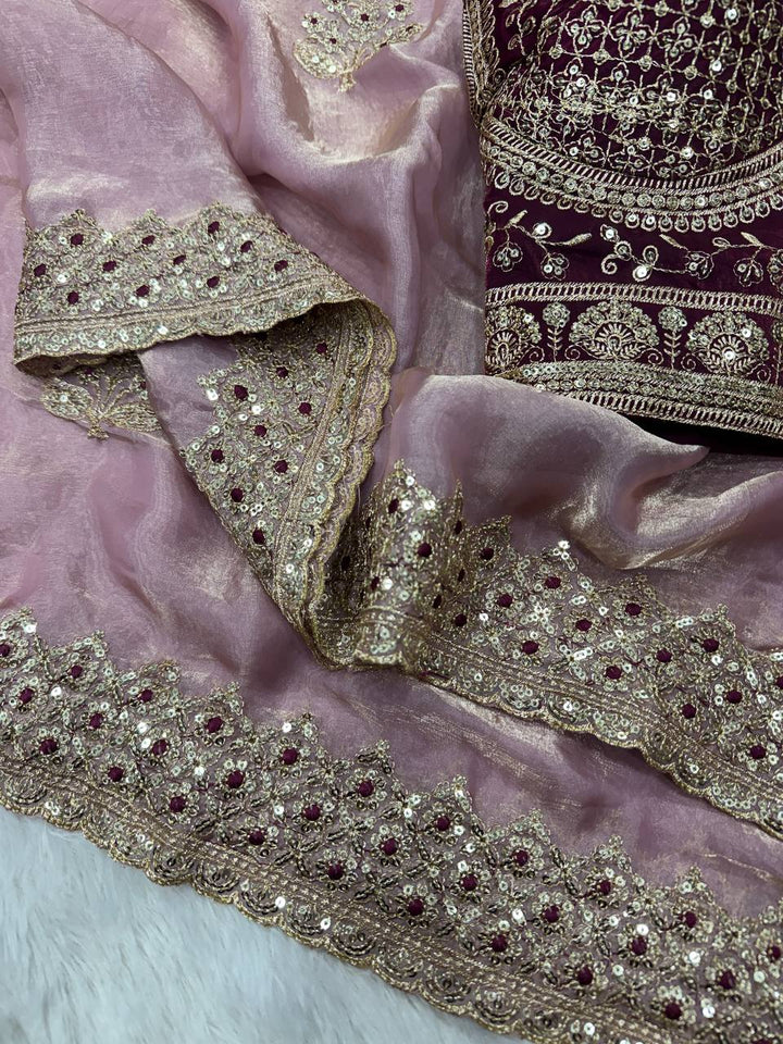 Zarmina Royale Satin Saree- Purple