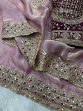 Zarmina Royale Satin Saree- Purple