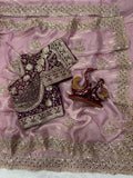Zarmina Royale Satin Saree- Pink