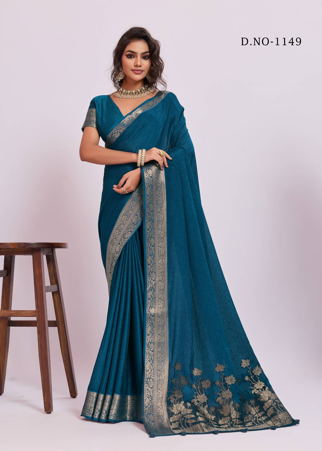 Royal Weaving Chinno Fabric Saree With Floral Pallu &amp; Rich Heavy Border - RAMA