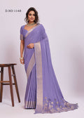 Royal Weaving Chinno Fabric Saree With Floral Pallu & Rich Heavy Border - LAVENDER PURPLE