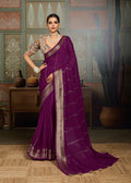 Premium Tusser Weaving Saree with Zari Border & Digital Blouse -WINE