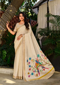 Premium Chinno Viscose Saree with Zari Butti & Parrot Foil Pallu – Elegant Designer Collection