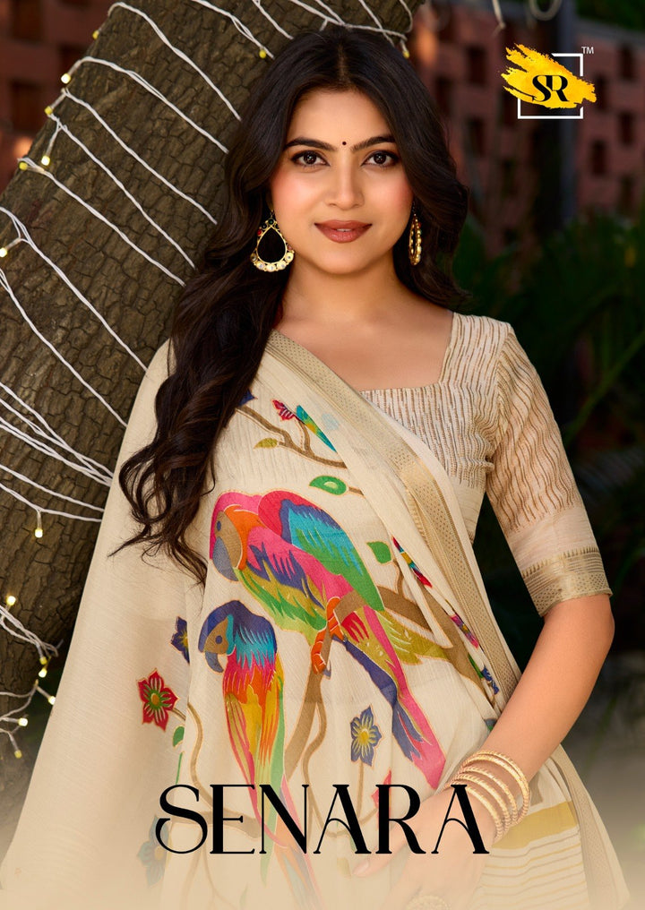 Premium Chinno Viscose Saree with Zari Butti &amp; Parrot Foil Pallu – Elegant Designer Collection