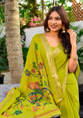 Premium Chinno Viscose Saree with Zari Butti & Parrot Foil Pallu – Elegant Designer Collection