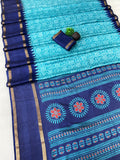 Premium Myrox Bentex Designer Saree - SKY BLUE